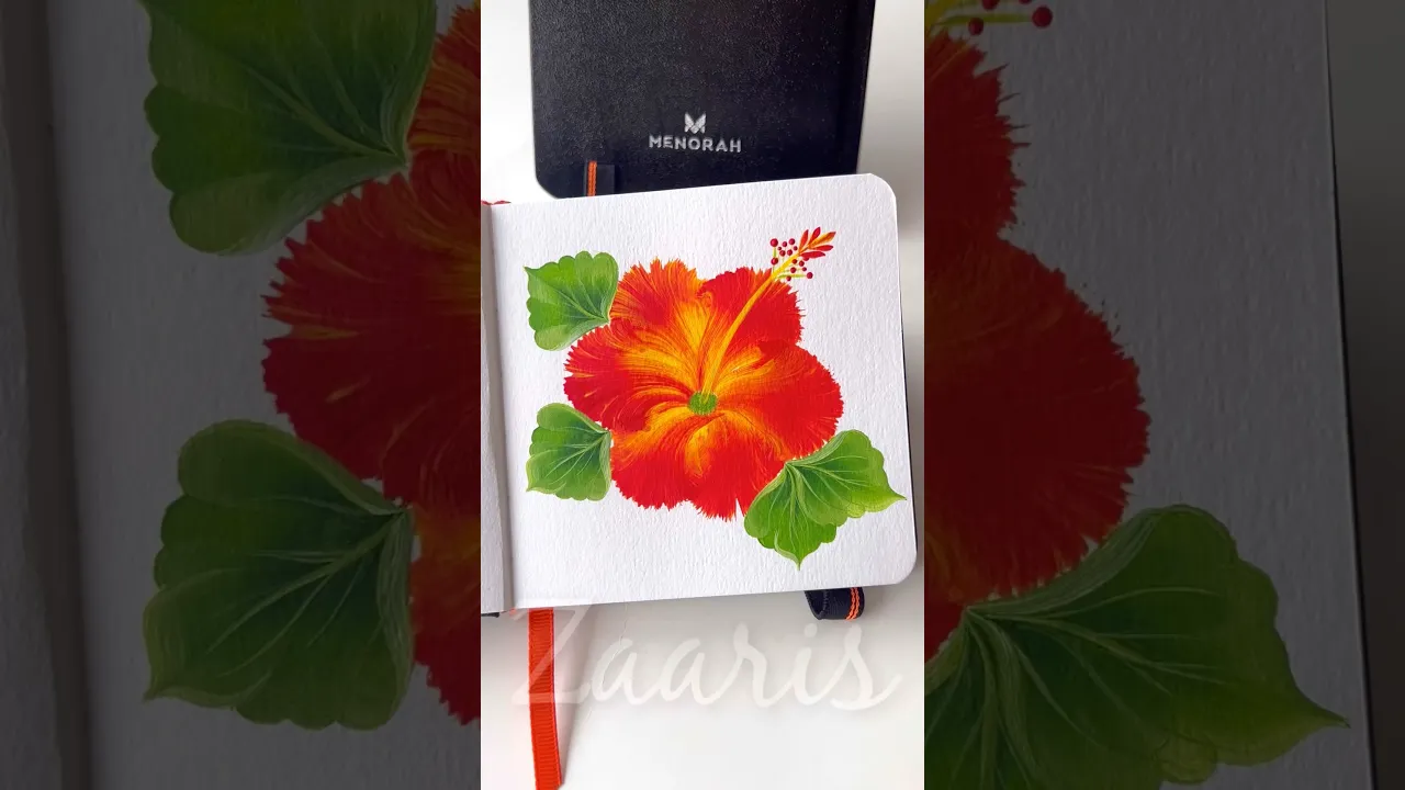 208 ❣️One Stroke painting 🌺HIBISCUS acrylic 🖌️🎨❤️ #shorts #art #hibiscus #viral #acrylic