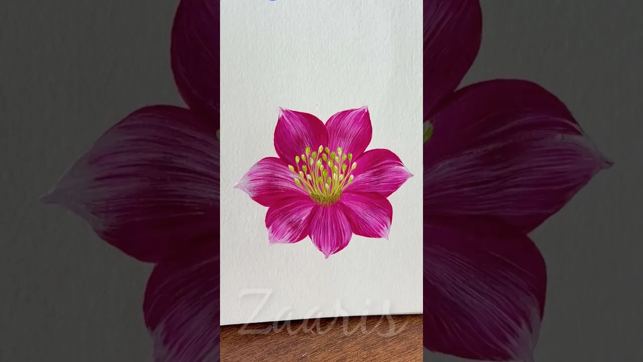 143 Relaxing PINK flower🎨 #shorts #viralshorts #art #beginnerfriendly #flowers #pink #relaxing #calm