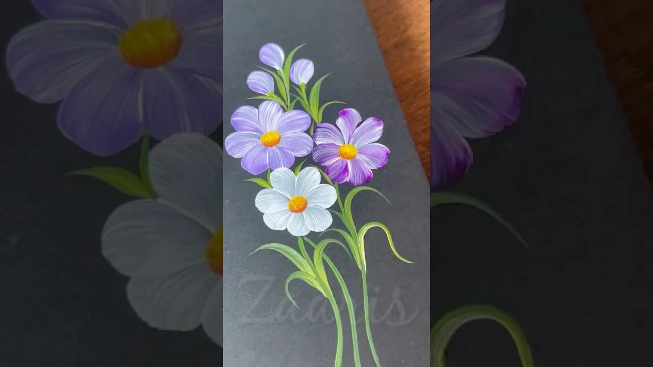 416 💜🫶🎨SPRING FLOWERS 🎨 ✨❤️#flowerpainting #spring #drawing #artshorts #shortsviral