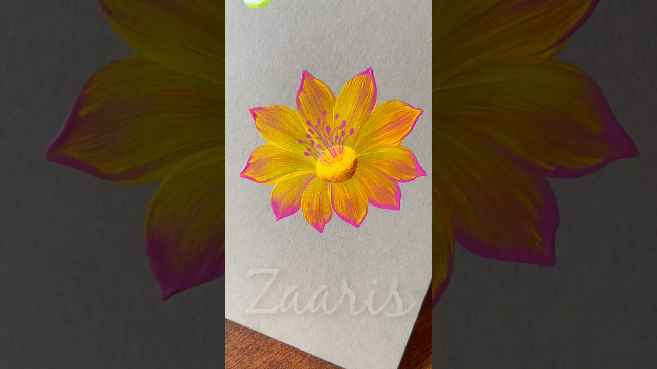 964 💛🩷🫶💯Simple flower painting using acrylic paints🎨🌿💯🫶 #flowerpainting #shorts #art