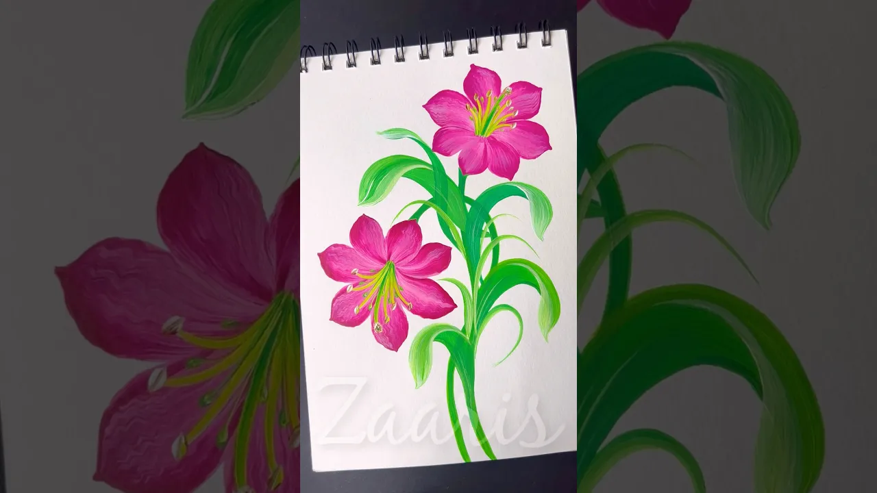 214 ❣️WOW🌸PINK Flowers🌺 one stroke painting 🖌️🎨 #shorts #pink #viral #flowerpainting #drawing #art