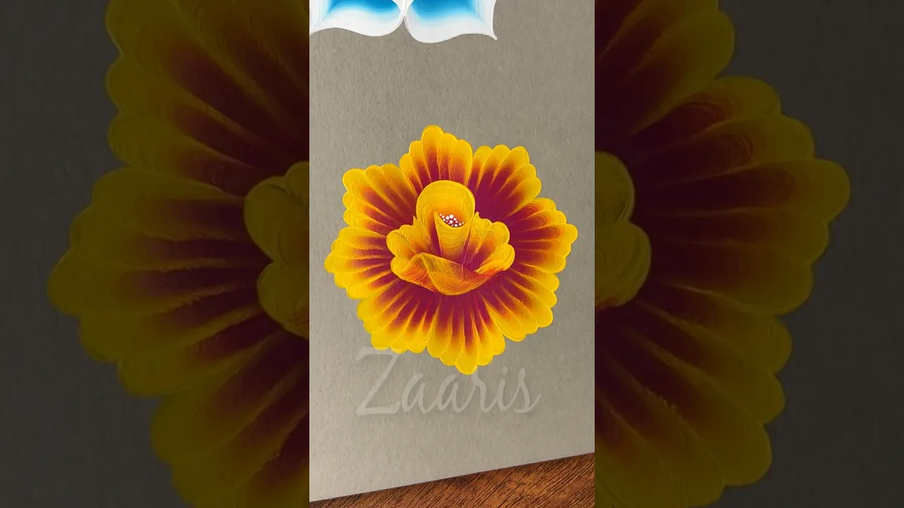 1050 🌼💛🎨Simple YELLOW Onestroke flower painting using acrylic paints 🎨 #flowerpainting #shorts #art