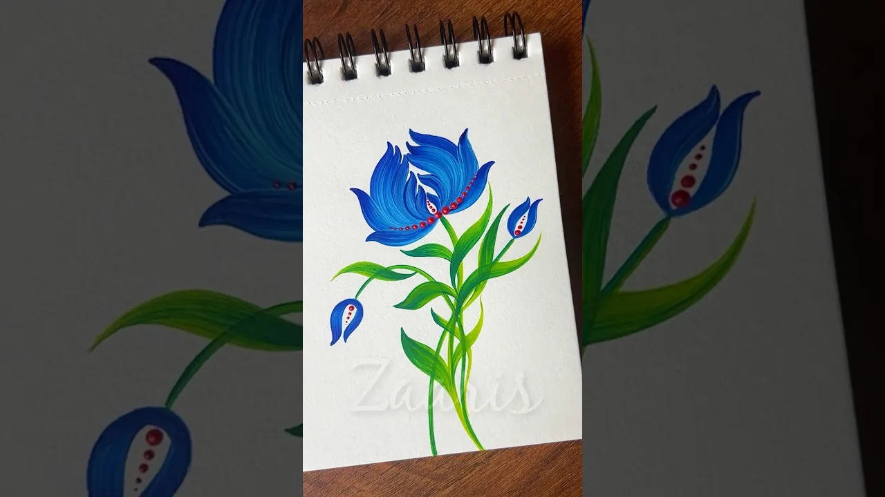 1210 💙🩵🌿💯🎉Gorgeous BLUE onion flower, Petrykivka style 💙🩵🎨🌼🌺💖🫶🌸❣️✨ #shorts