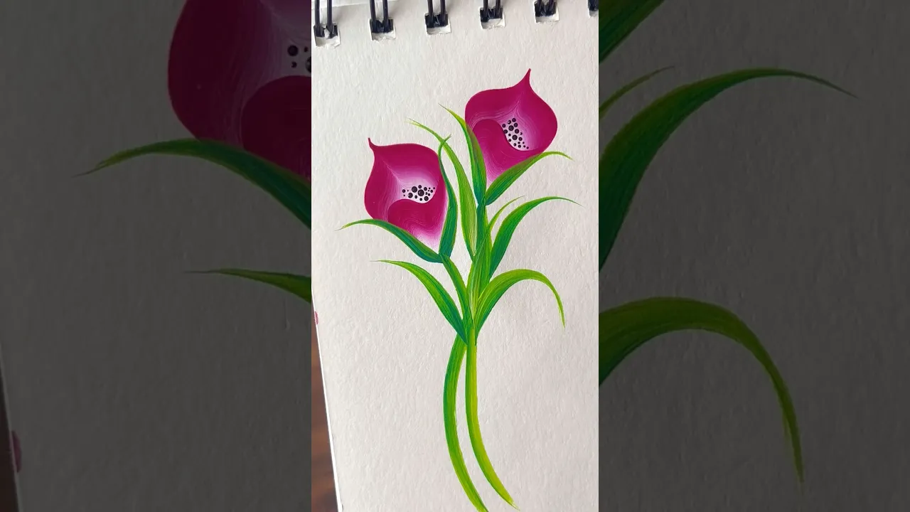 228 🌺💯PINK Flowers acrylic painting idea 🌸🖌️🎨 #shortsviral #art #flowers #painting #pink #idea