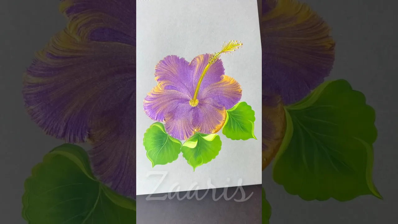 141 🫠WOW 🌈VIOLET GOLD flower 💜acrylic 🖌️🎨 #art #floraart #flowers #shorts #floralart #gold #violet