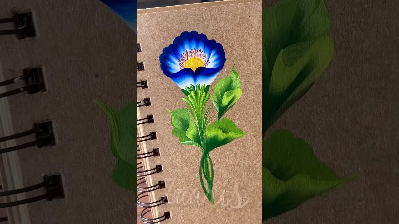 123 💙💚BLUE WILD FLOWER acrylic painting 🖌️🎨 #shorts #viral #wildflowers #acrylic #viraltimes #blue