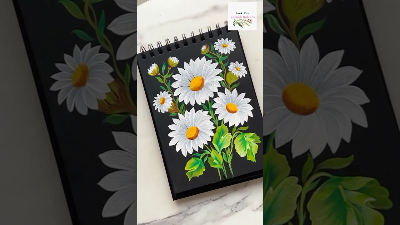 1364 🫠💯🌼Beautiful ONESTROKE WHITE DAISIES 🌿🎨🌺 #shorts