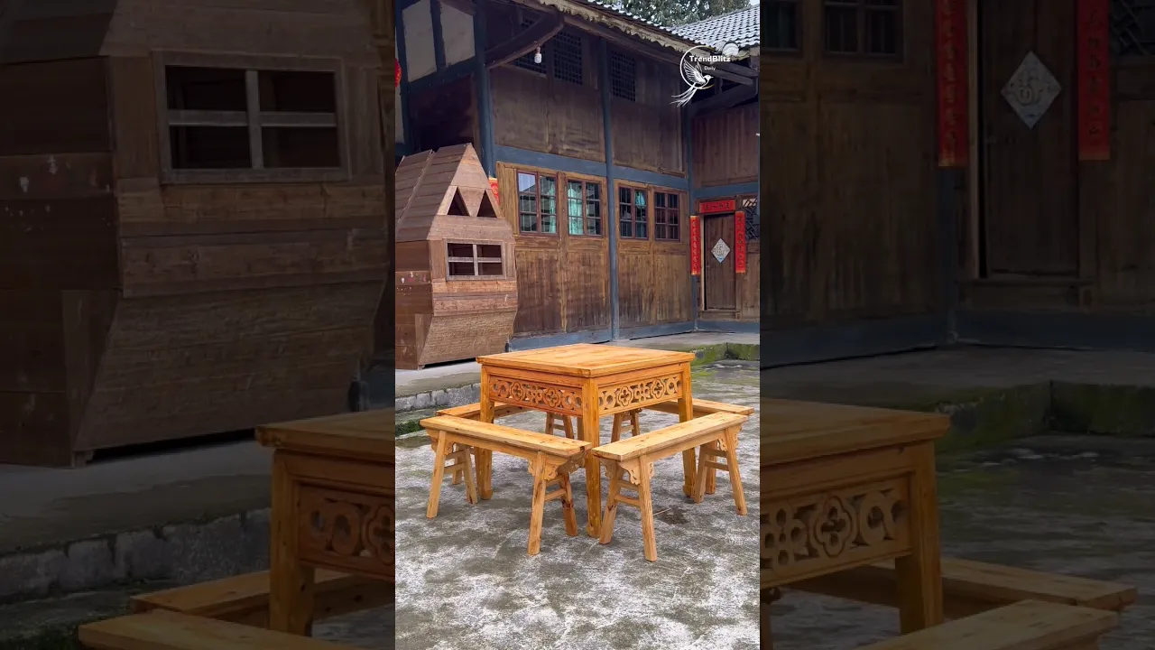 Handcrafted Four Legged Eight Pronged Stool ｜ Ancient Woodworking Process Revealed