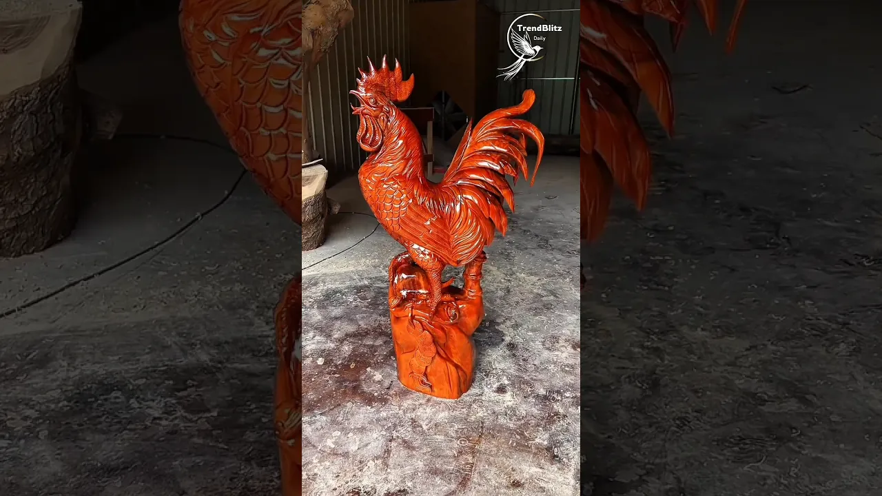 Golden Rooster Root Carving Art ｜ Exquisite Handmade Sculpture & Premium Craftsmanship