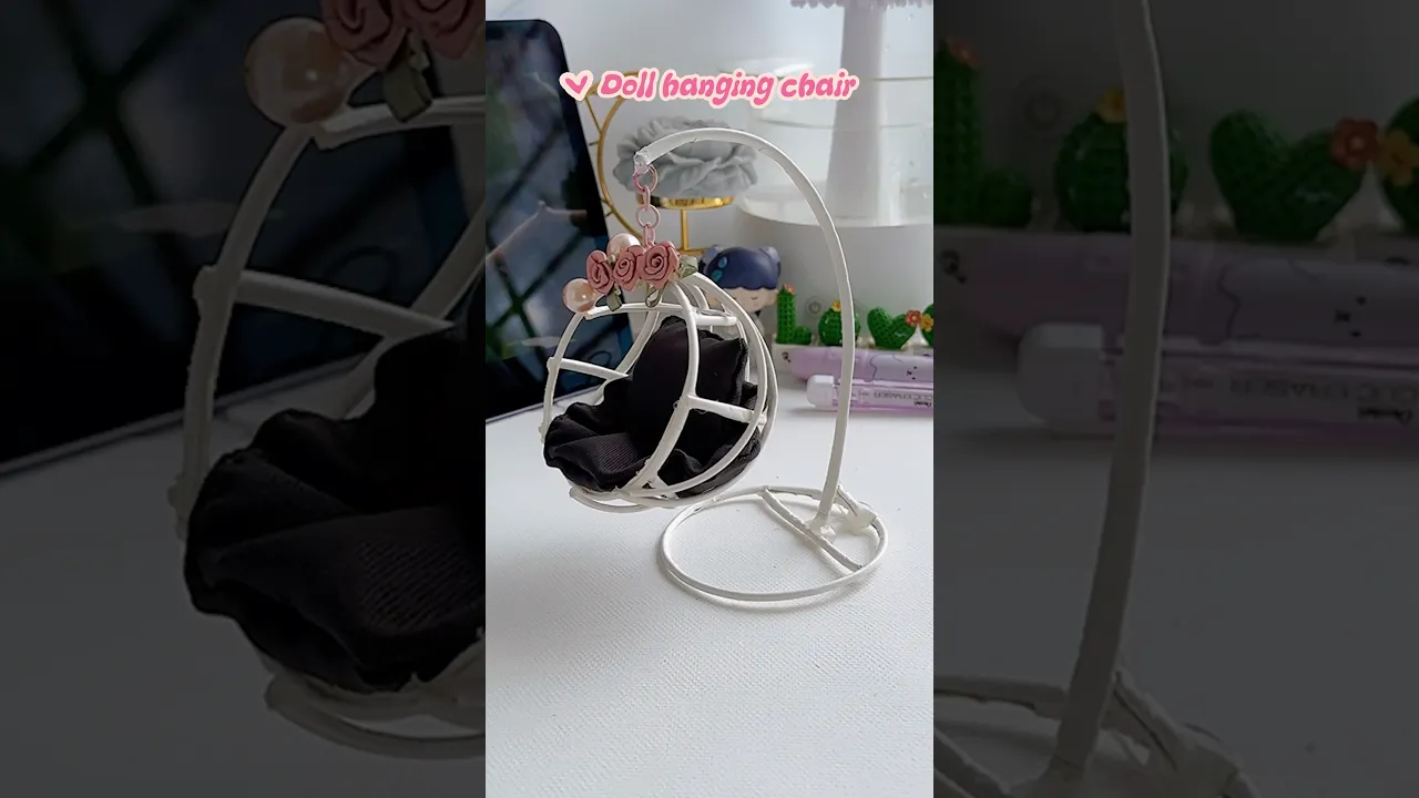 Miniature doll hanging chair 😊✨#shorts #art #diy #muktaartandcraft #youtubeshortsfeature