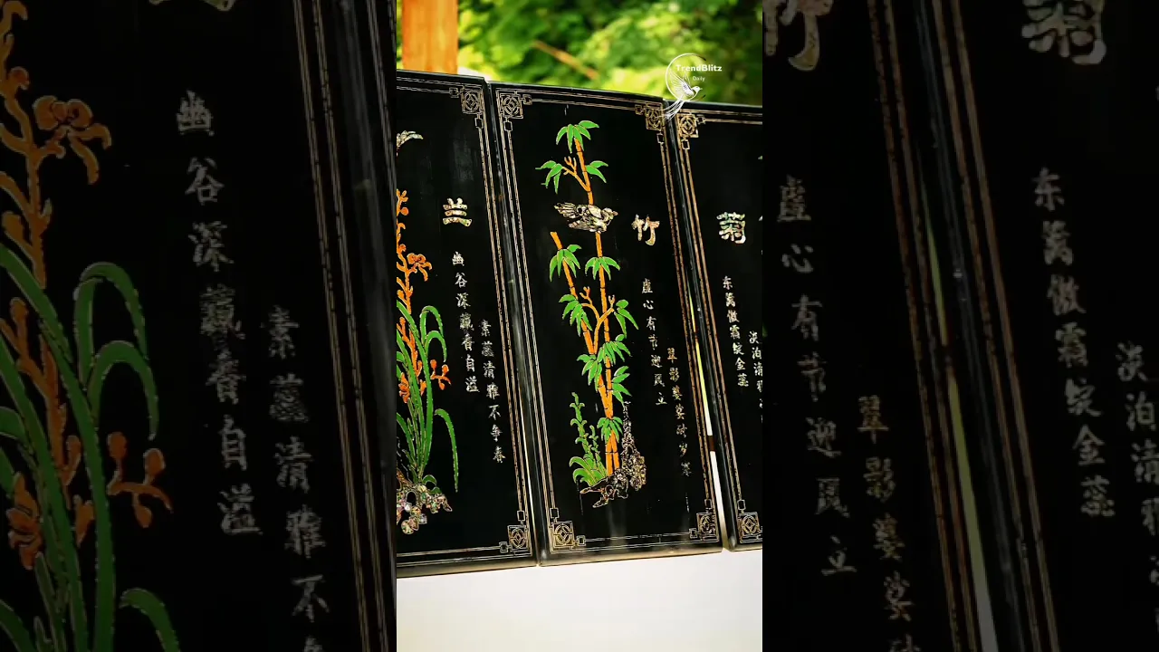 Ancient Chinese Silver & Mother of Pearl Lacquer Screen Craftsmanship Revealed