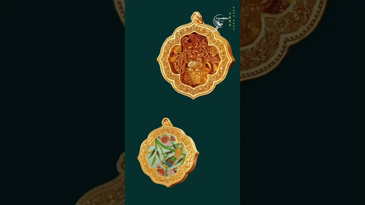 Exquisite Lucky Cat Gold Pendant in Bamboo Basket ｜ Luxury Filigree Jewelry Art