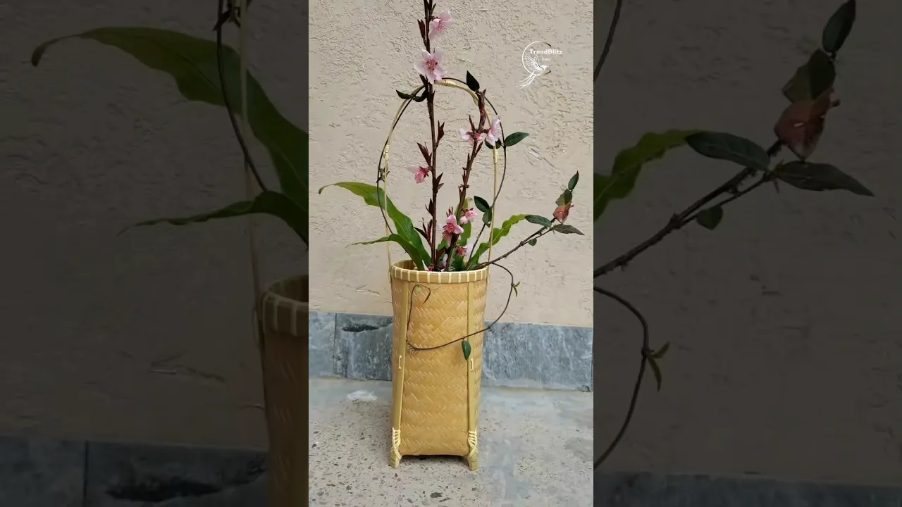 Bamboo Woven Flower Vase Craft 🎍 Traditional Handmade Art & Heritage Design