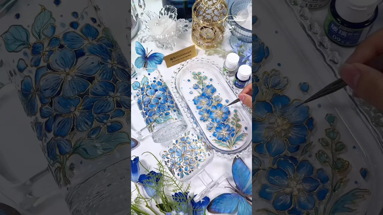 Immersive Hand Drawn Blue Dream Pen Art DIY ｜ Relaxing Creative Painting Process Tutorial