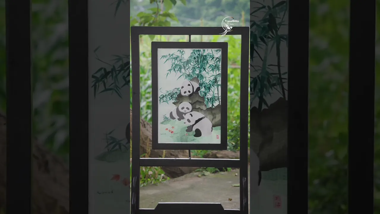 Shu Embroidery Mastery： China's Ancient Silk Art & Intangible Heritage Craft #panda #diy