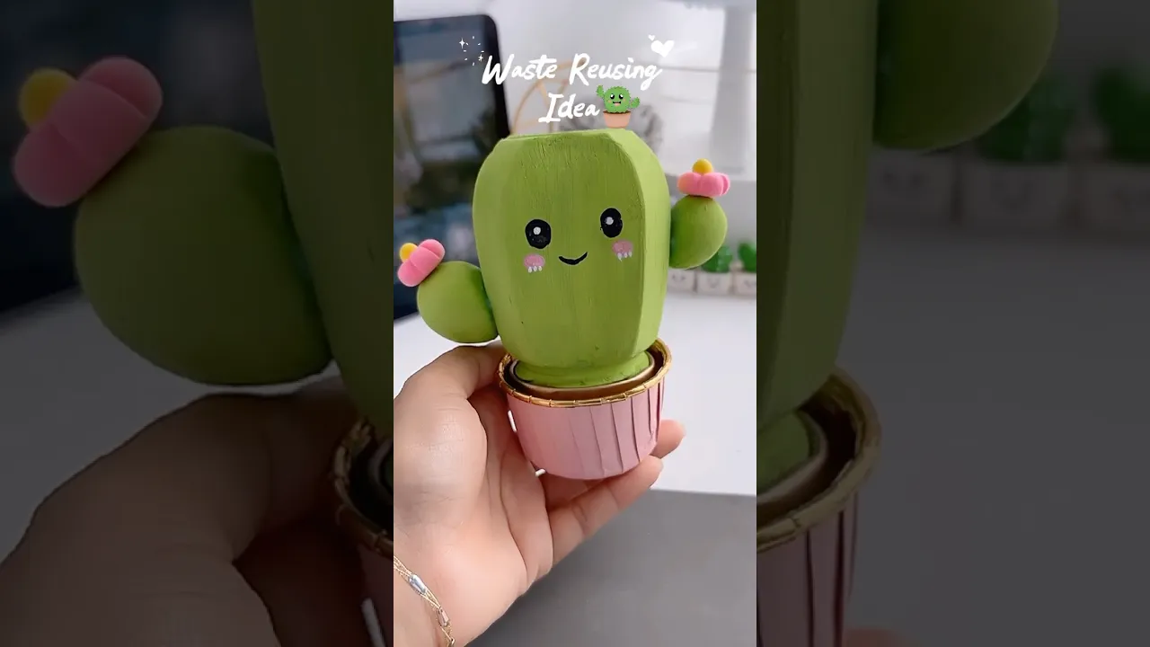 Waste Reusing idea🌵✨#shorts #art #diy #youtubeshorts