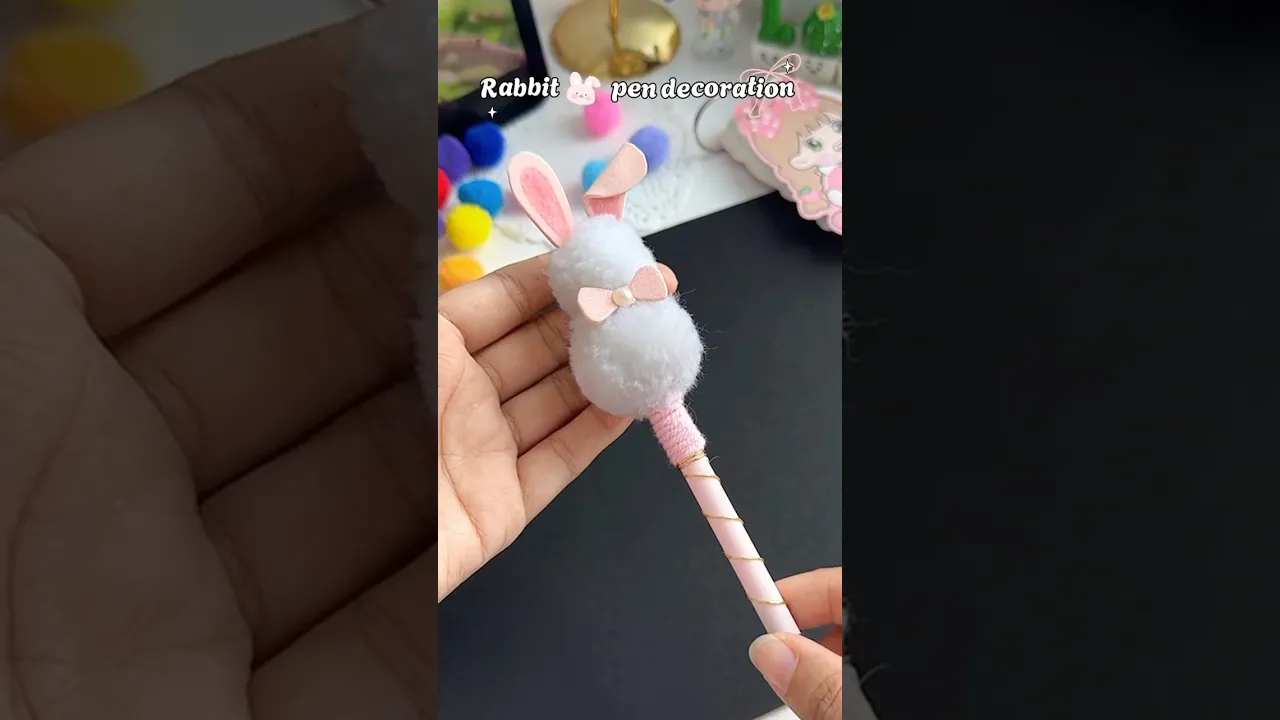 Rabbit 🐰 pen decoration ideas ✨#shorts #art #diy #muktaartandcraft #youtubeshorts