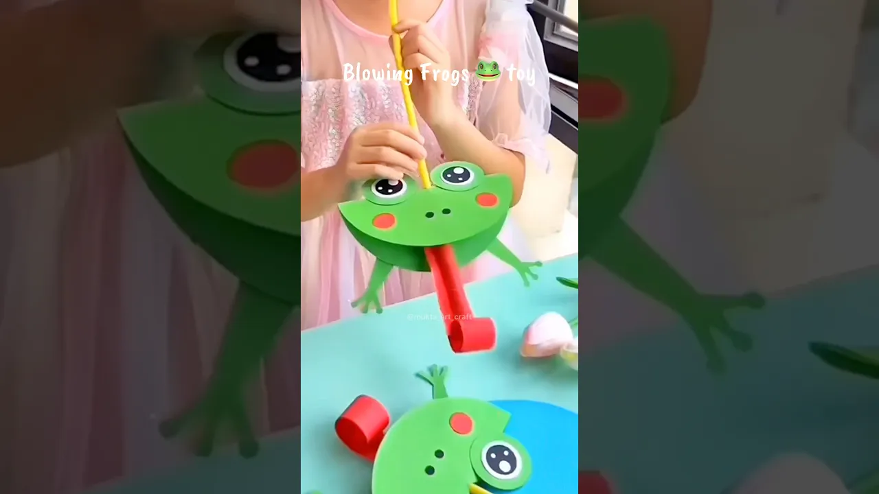 DIY Blowing Frog 🐸 #shorts #art #diy #muktaartandcraft #youtubeshorts