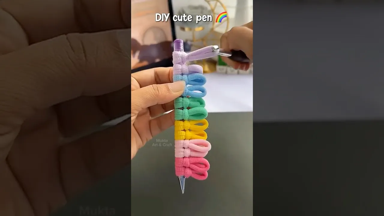 DIY cute pen ideas🌈✨ #shorts #art #craft #diy #muktaartandcraft #youtubeshorts