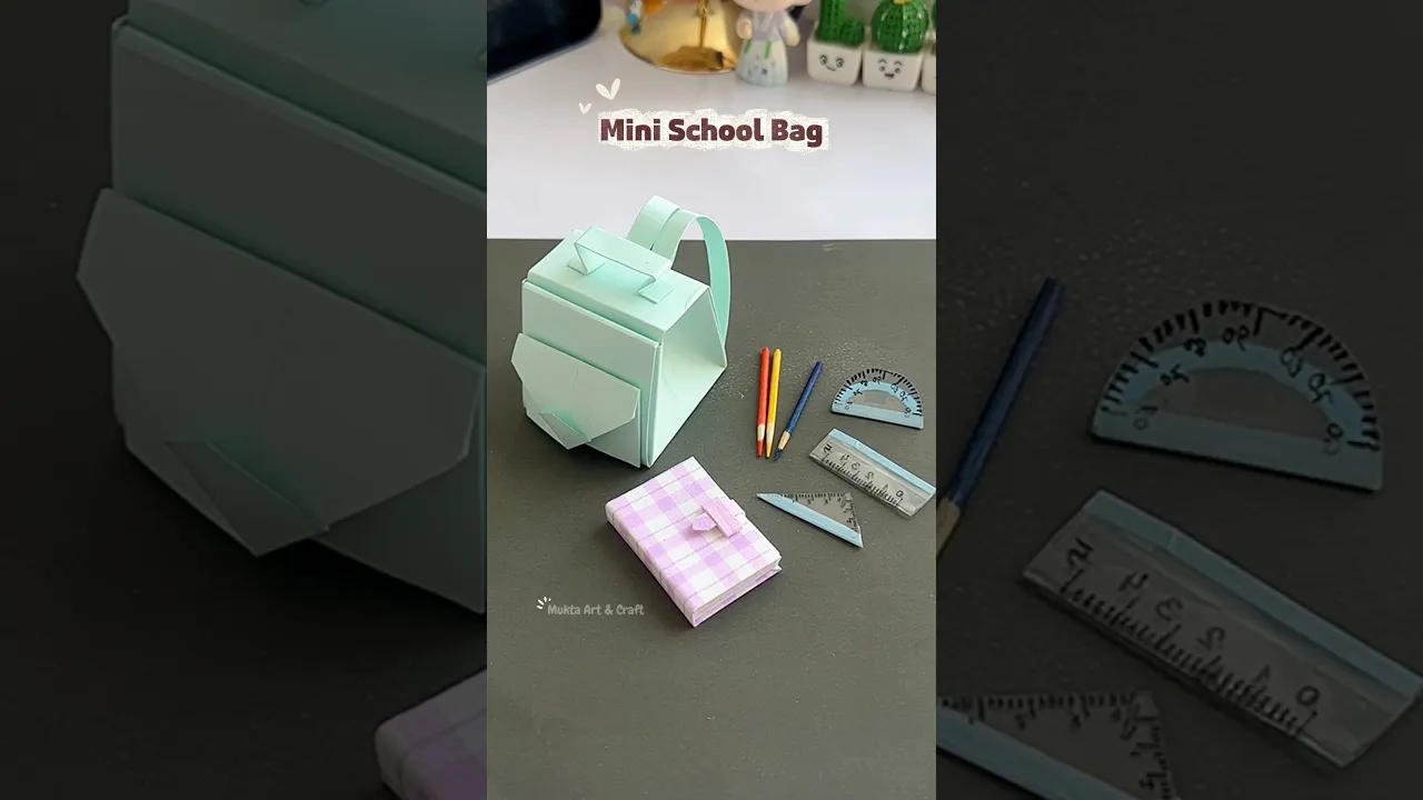 Origami mini school bag 😍✨#shorts #art #diy #muktaartandcraft #youtubeshorts