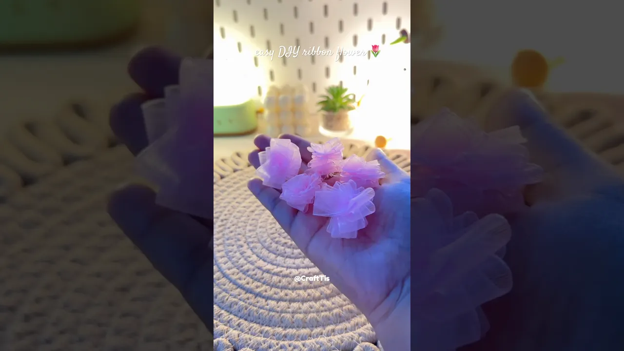 easy DIY ribbon flower 🌷 #shorts