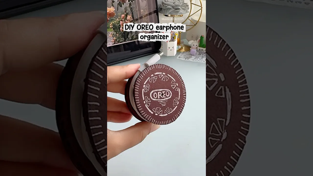 DIY OREO earphone organizer 🍪✨#shorts #art #diy #craft #youtubeshorts