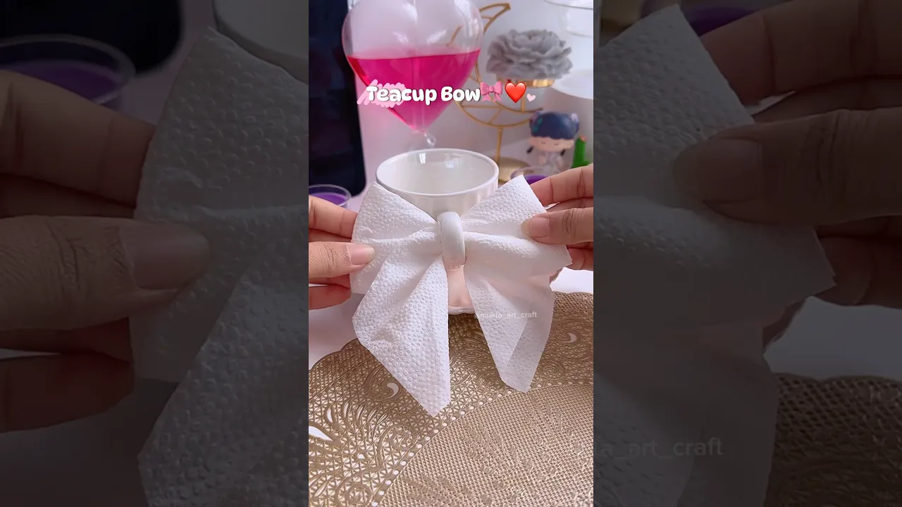 Teacup Bow 🎀❤️✨#shorts #art #diy #muktaartandcraft #youtubeshorts