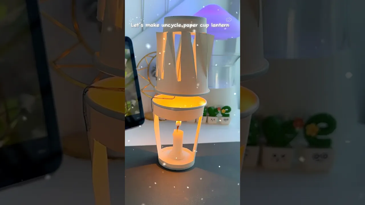 Paper cup lantern🏮 #shorts #art #diy #muktaartandcraft #youtubeshorts