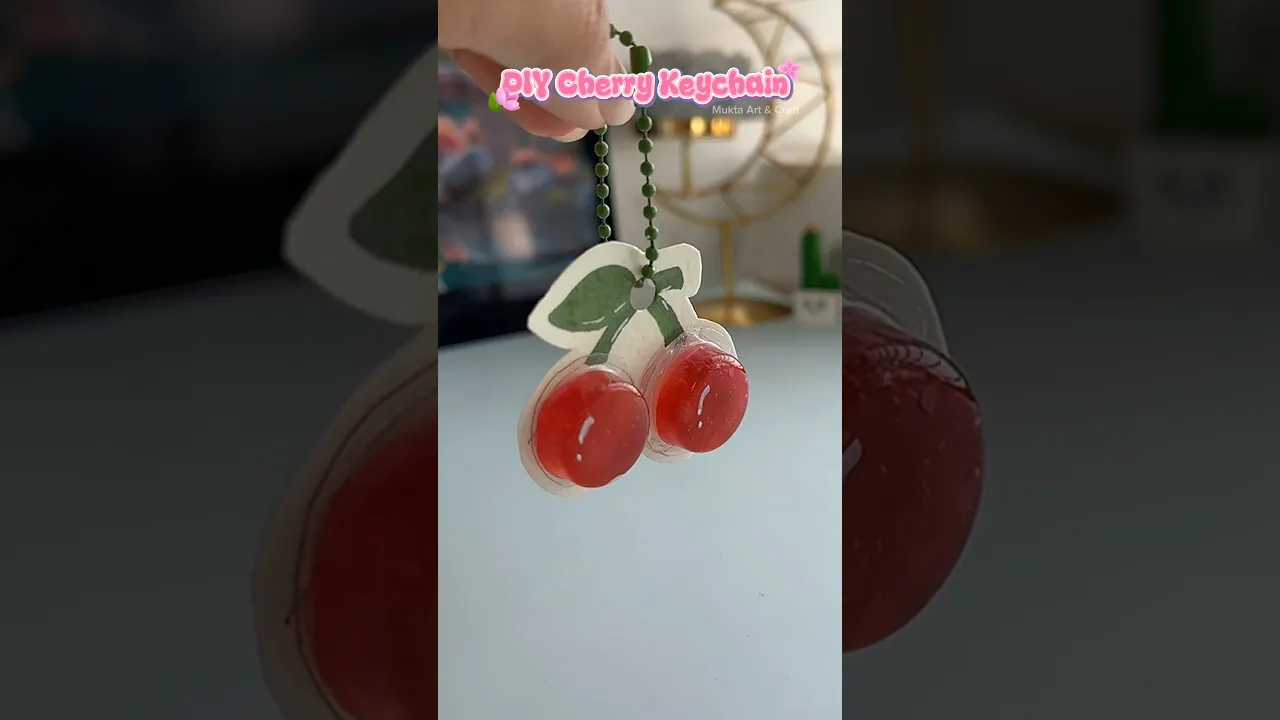 DIY cherry 🍒 Keychain ✨#shorts #art #diy #muktaartandcraft #youtubeshorts