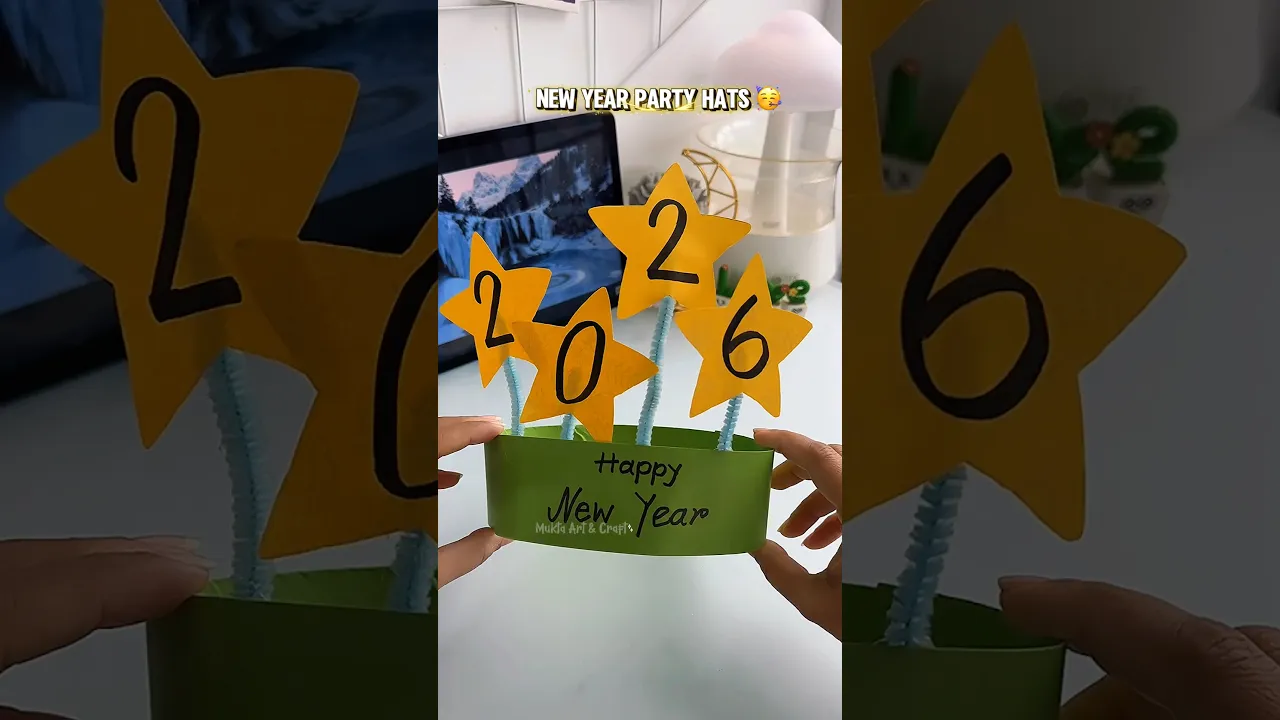 2026 New Year party hats 🥳 ✨#shorts #art #diy #muktaartandcraft #youtubeshorts