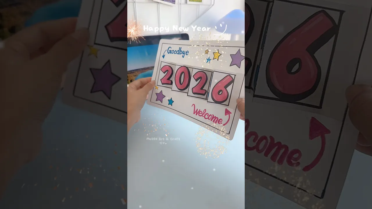 Welcome 2026 New Year’s Paper Craft 🎉✨#shorts #art #diy #muktaartandcraft #youtubeshorts
