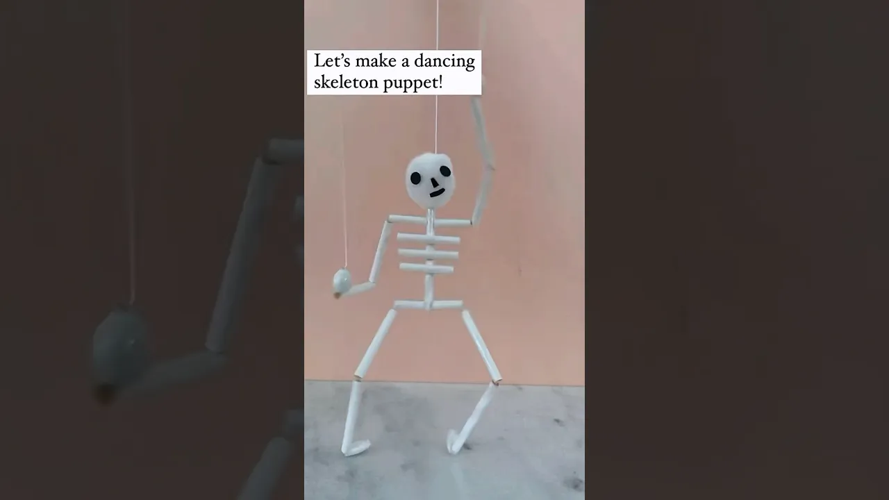 Dancing Skeleton Puppet 👻✨#shorts #art #diy #muktaartandcraft #youtubeshorts