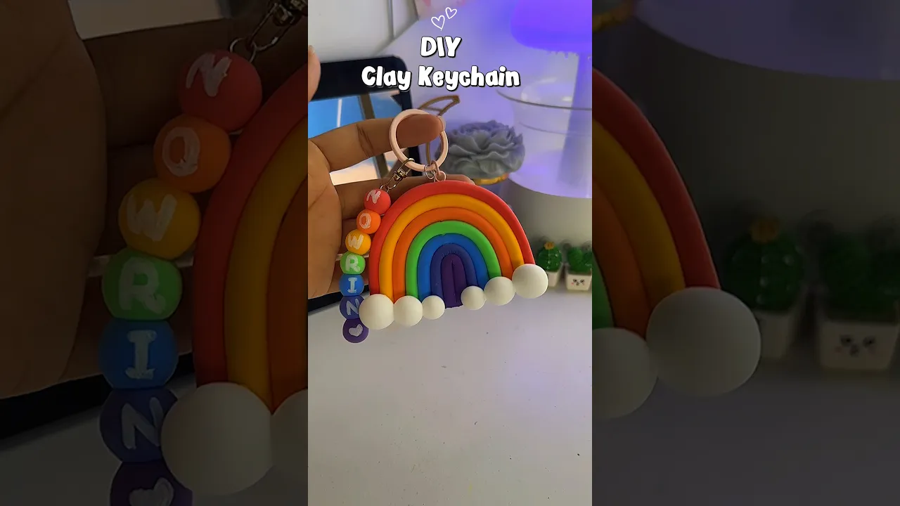 DIY Clay Keychain 🌈✨#shorts #art #diy #muktaartandcraft #youtubeshorts