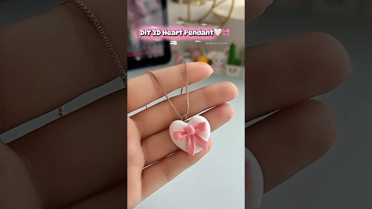 🤍🎀✨Heart Necklace CUTE DIY😍#shorts #art #diy #craft #yputubeshorts