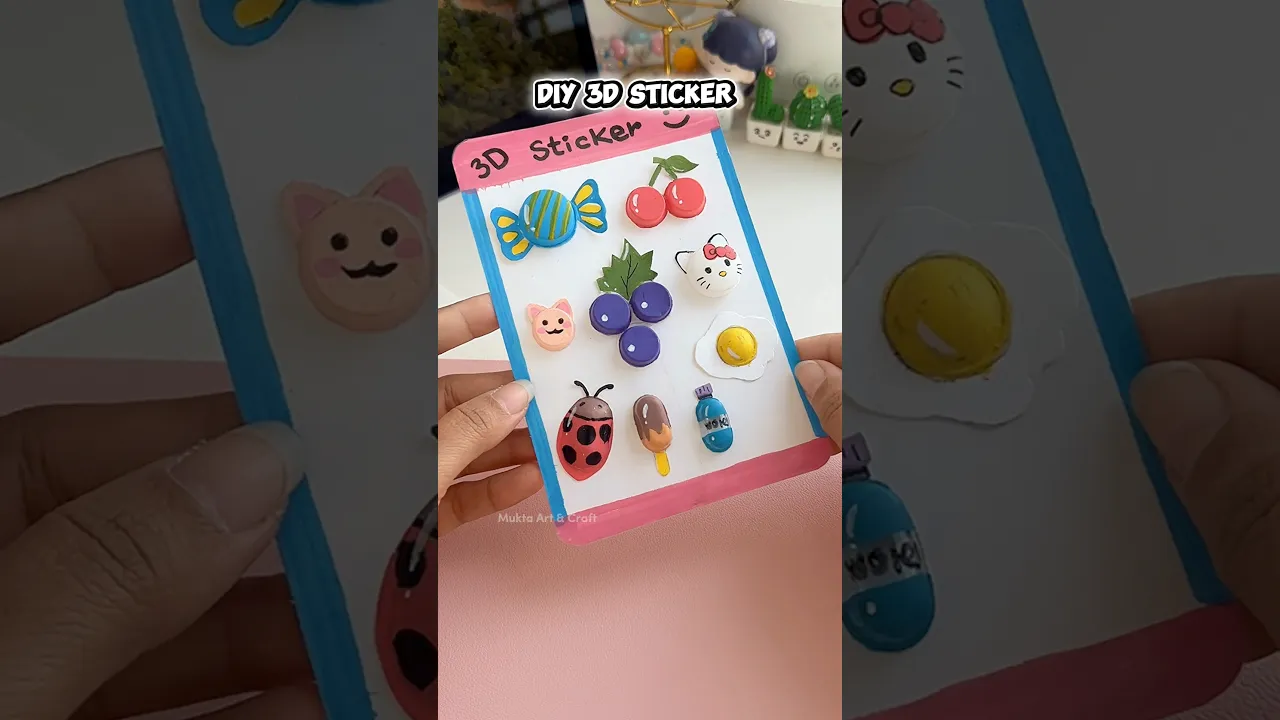 How to make 3D stickers at home!😍✨#shorts #art #diy #muktaartandcraft #youtubeshorts