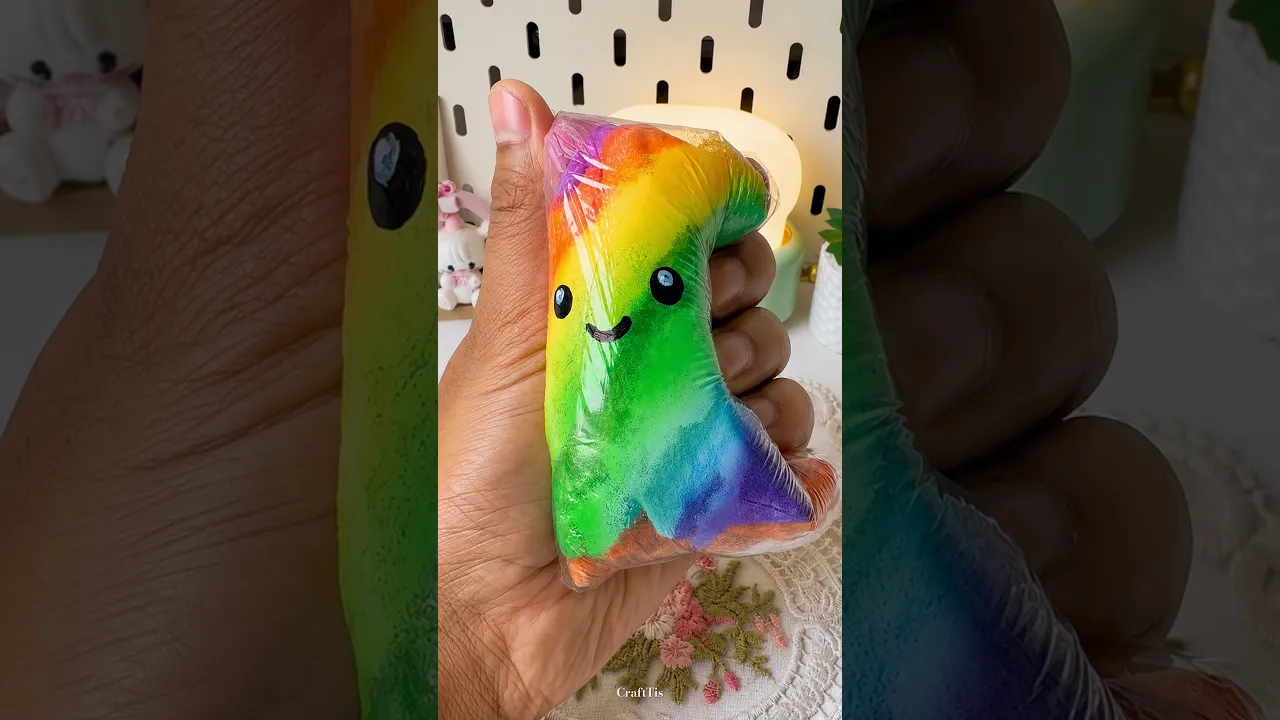 🌈 What’s Inside This DIY Rainbow Squishy？ #diy #squishy #satisfying #diysquishy