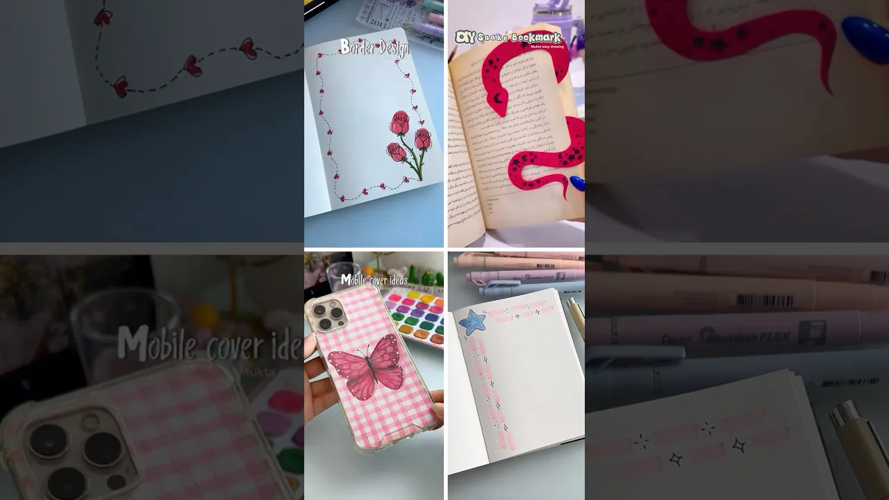 4 Easy Cute ideas 😍✨#shorts #art #drawing #diy #craft #youtubeshorts