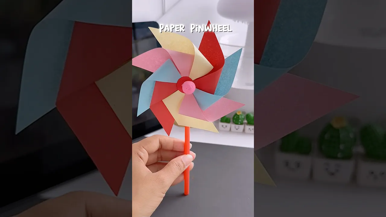 DIY colorful paper pinwheel 😍✨#shorts #art #diy #muktaartandcraft #youtubeshorts