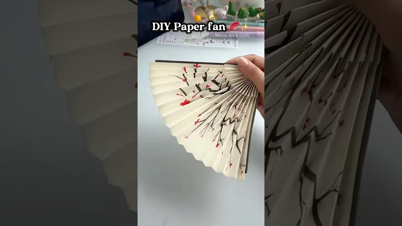 DIY Paper Fan🪭✨#shorts #art #diy #craft #youtubeshorts