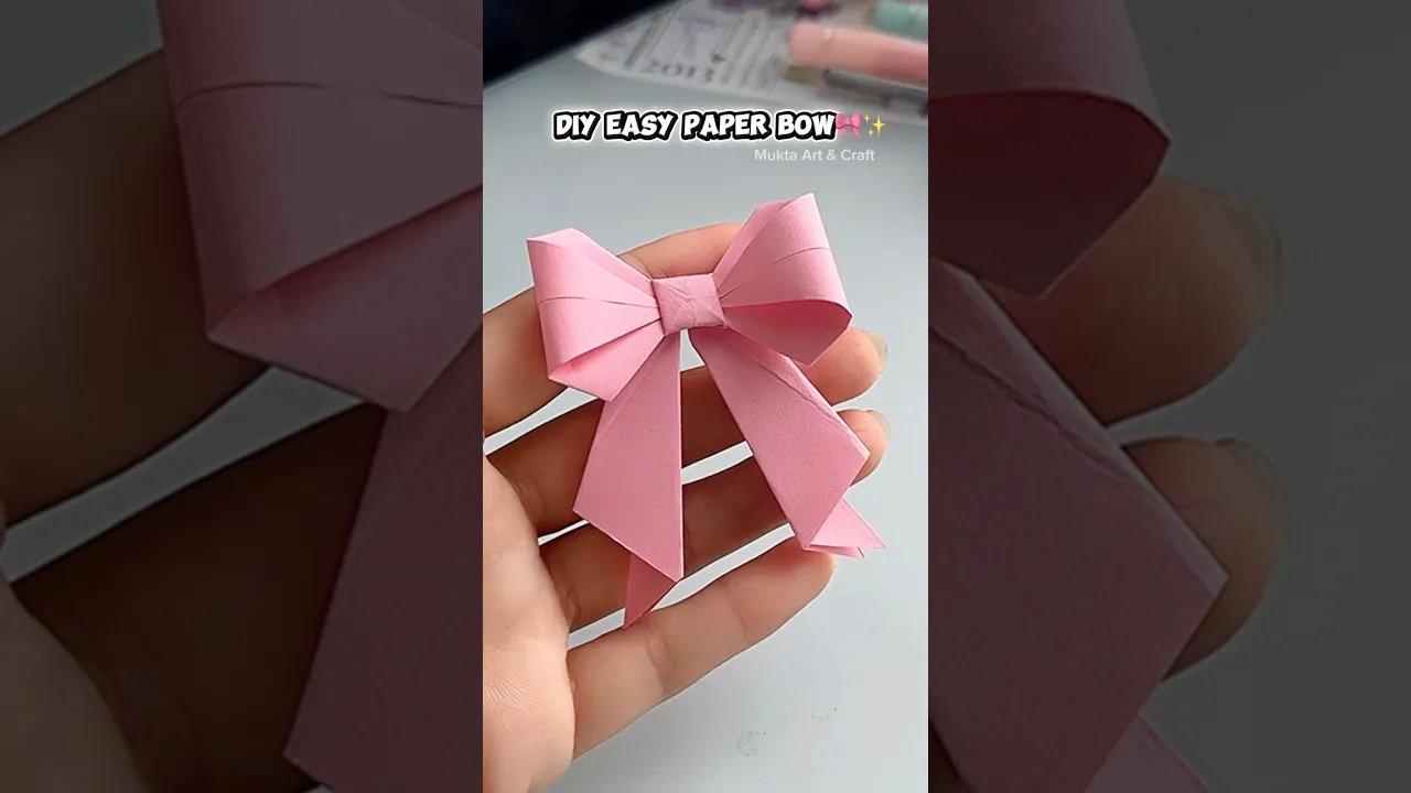 DIY easy paper bow 🎀✨No glue✨ #shorts #art #diy #craft #youtubeshorts