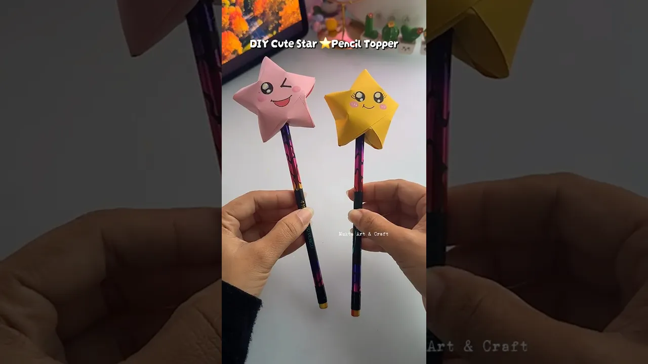 DIY cute Star pencil topper ⭐️#shorts #art #diy #muktaartandcraft #youtubeshorts